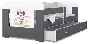 Detská posteľ 180 x 80 cm FILIP ŠEDÁ vzor MINNIE Rozměry postele: 180x80 cm