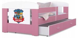 Detská posteľ 180 x 80 cm FILIP RUŽOVÁ vzor SUPER PSI Rozměry postele: 180x80 cm
