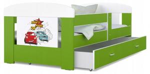 Detská posteľ 180 x 80 cm FILIP ZELENA vzor AUTA Rozměry postele: 180x80 cm