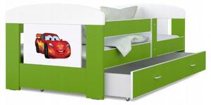 Detská posteľ 180 x 80 cm FILIP ZELENA vzor LIGHTNING CAR Rozměry postele: 180x80 cm
