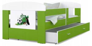 Detská posteľ 180 x 80 cm FILIP ZELENA vzor FUTBAL Rozměry postele: 180x80 cm