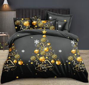 Vianočné posteľné obliečky s motívom Zlatý vianočný stromček Čierna