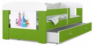 Detská posteľ 180 x 80 cm FILIP ZELENA vzor PRINCEZNY Rozměry postele: 180x80 cm