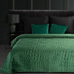Dizajnový prehoz na posteľ SALVIA z jemného zamatu zelenej farby Zelená
