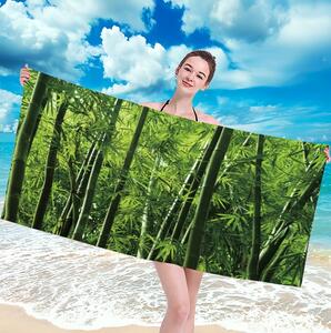 Plážová osuška s motívom bambusu Zelená