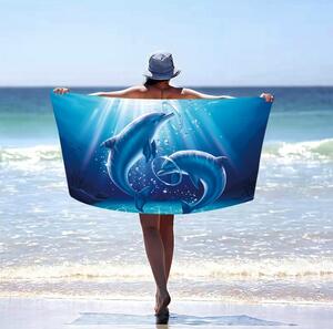 Plážová osuška s delfínmi Modrá