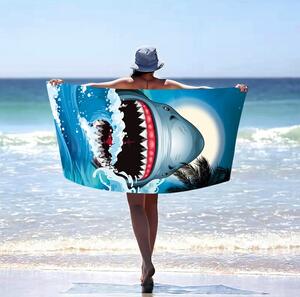 Plážová osuška so žralokom Modrá