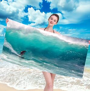 Plážová osuška so surfistom Modrá
