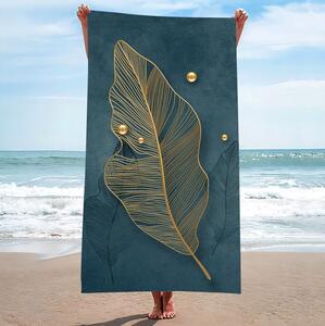 Plážová osuška so zlatým listom Zelená