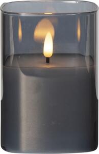 Sivá LED vosková sviečka v skle Star Trading Flamme, výška 12,5 cm