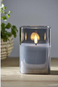 Sivá LED vosková sviečka v skle Star Trading Flamme, výška 12,5 cm