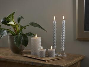 Sivá vosková LED sviečka Star Trading Flamme Swirl, výška 15 cm