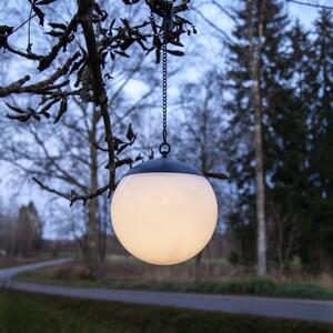 Závesné vonkajšie solárne svietidlo Star Trading Globus, ø 20 cm