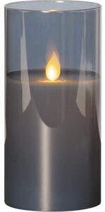 Sivá LED vosková sviečka v skle Star Trading M-Twinkle, výška 15 cm