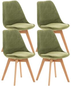 Stolička Linares (SET 4 ks) ~ zamat, drevené nohy natura - Svetlo zelená