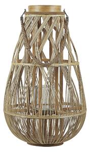 Lampáš svetlé bambusové drevo 56 cm izbový vonkajší so skleneným držiakom na sviečku škandinávsky boho