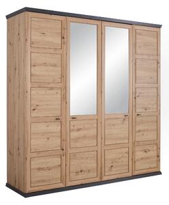 SKRIŇA S OTOČNÝMI DVERAMI, tmavosivá, dub artisan, 205/209/60 cm Hom`in - Skrine