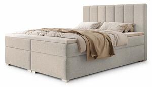 Čalúnená boxspring manželská posteľ s úložným priestorom Canira 140x200 - krémová