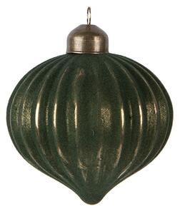 Zelená sklenená vianočná ozdoba špicatá banka - Ø 8*9 cm - Clayre & Eef