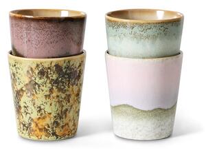 Sada 4ks kameninových hrnčekov na kávu 70s Serendipity - 7,5 * 7,5 * 8 cm / 230ml - HKLIVING