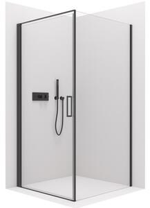 CERANO - Sprchovací kút Porte L/P - čierna matná, transparentné sklo - 90x90 cm - krídlový