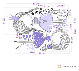INSPIO-textilná prelepiteľná nálepka - Nálepky na stenu pre dievčatá - Víly vo fialovej farbe