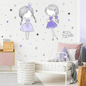 INSPIO-textilná prelepiteľná nálepka - Nálepky na stenu pre dievčatá - Víly vo fialovej farbe