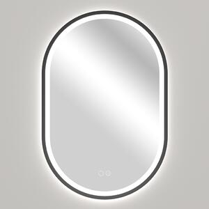 CERANO - Kúpeľňové LED zrkadlo Salvo, kovový rám - čierna matná - 40x60 cm