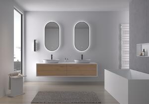 CERANO - Kúpeľňové LED zrkadlo Valto, kovový rám - čierna matná - 55x100 cm
