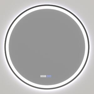 CERANO - Kúpeľňové LED zrkadlo Rivo, kovový rám - čierna matná - Ø 60 cm