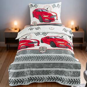 Obliečky bavlnené Fast cars 200x140cm+90x70cm TiaHome