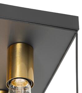 Minimalistické stropné svietidlo čierne so zlatým 4-svetlým štvorcom - Kodi