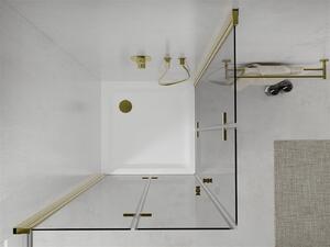Mexen Lima Duo, sprchový kút 70 (dvere) x 70 (dvere) cm, 6mm číre sklo, zlatý profil + SLIM sprchová vanička biela 5cm + zlatý sifón, 856-070-070-50-02-4010G
