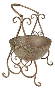 Šedo-zelený antik kovový stojan na kvety - Ø- 26*27*49 cm - Clayre & Eef