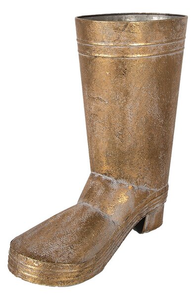 Zlatý starožitný dekoratívny kvetináč bota - 30*15*37 cm - Clayre & Eef