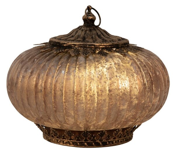 Ružová sklenená LED lampáš - Ø 17*14 cm - Clayre & Eef