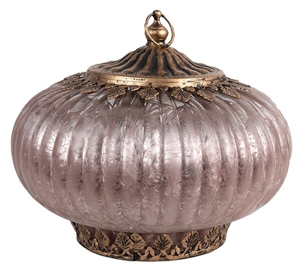 Ružová sklenená LED lampáš - Ø 17*14 cm - Clayre & Eef