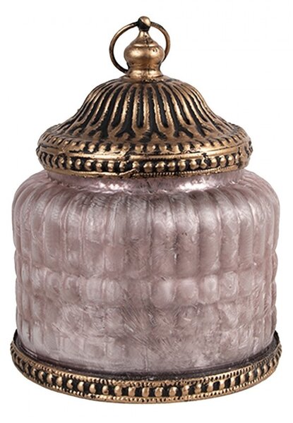 Ružová sklenená svietiaca LED lampáš Balli - Ø 10*13 cm - Clayre & Eef