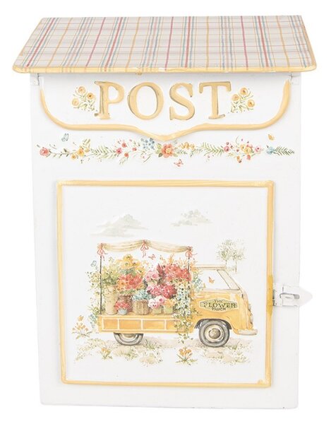 Biela plechová schránka The Flower Truck - 23*12*32 cm - Clayre & Eef