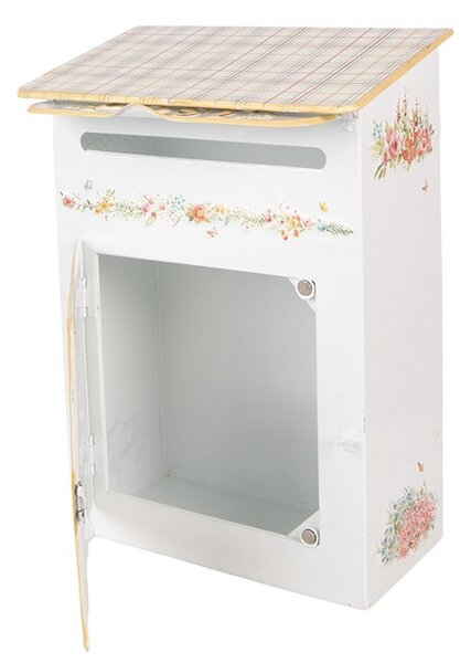Biela plechová schránka The Flower Truck - 23*12*32 cm - Clayre & Eef