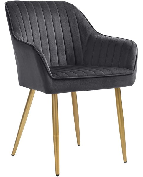Jedálenská stolička čalúnená, 62,5 x 85 x 60 cm, šedá, zlatá