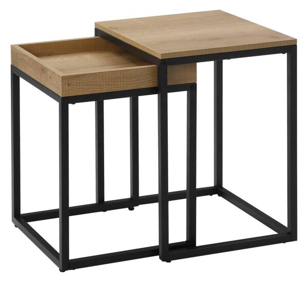 Príručné stolíky, 2 ks stohovacích stolov, medovo hnedé | VASAGLE