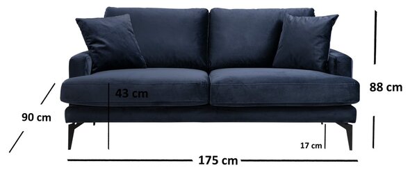 Hanah Home 2-miestna pohovka Papira 175 cm námornícka modrá