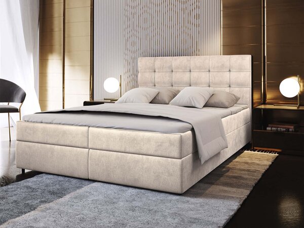 Manželská boxspring posteľ s úložným priestorom Glos M 140x200 - krémová