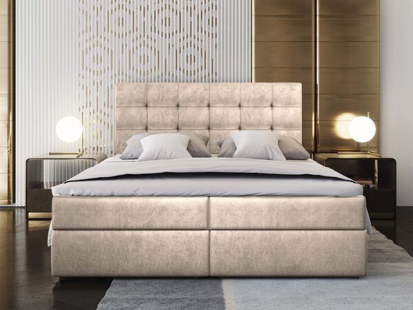 Manželská boxspring posteľ s úložným priestorom Glos M 140x200 - krémová