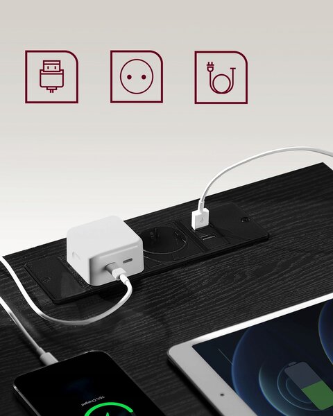 SONGMICS Súprava 2 ks nočných stolíkov Vasagle Girgo so zásuvkou a USB portmi čierna