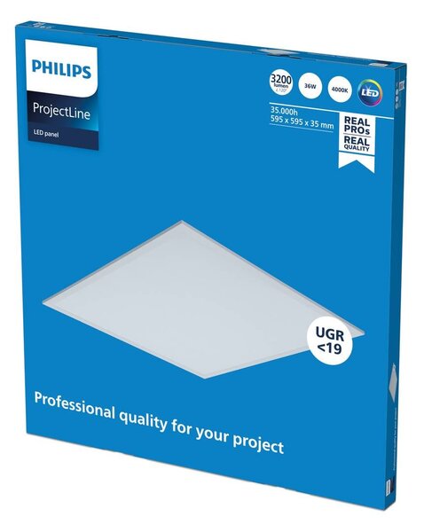 Philips ProjectLine LED panel UGR<19 840 60x60cm, Biela / opálová, Pracovňa / Kancelária, kov, Zapustené stropné svietidlo