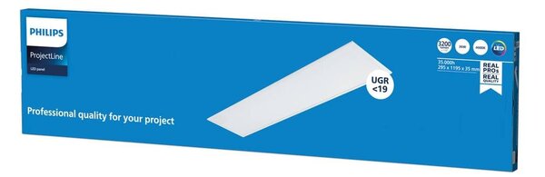 LED panel Philips ProjectLine UGR<19 840 120x30cm, Biela / opálová, Pracovňa / Kancelária, kov, Zapustené stropné svietidlo