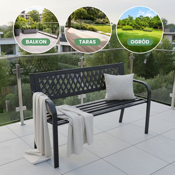 Ak furniture Záhradná lavička KALIA čierna