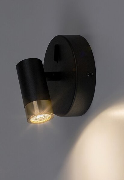 RABALUX 75040 Kadir nástenné bodové svietidlo/spot s vypínačom D120mm LED 3W/270lm 4000K čierna, zlatá